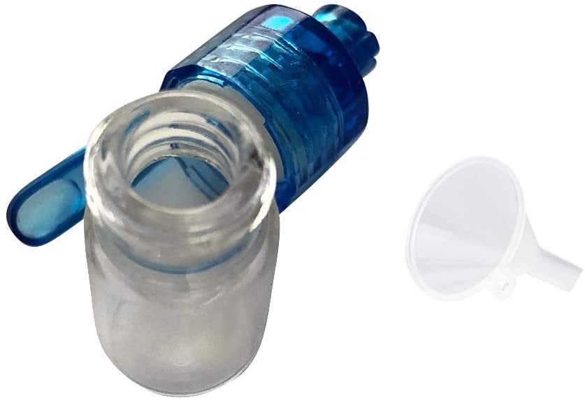 Dosierer mit Löffel & Trichter Set Portionierer Sniff Snuff Bottle Sniffer Spender Schnupf Dispenser Glas und Plastik Größe inkl. Trichter