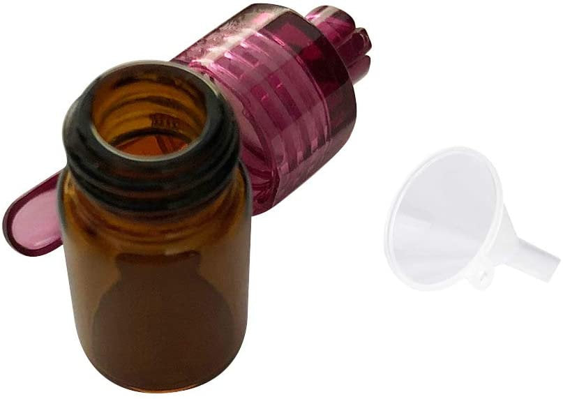 Dosierer mit Löffel & Trichter Set Portionierer Sniff Snuff Bottle Sniffer Spender Schnupf Dispenser Glas und Plastik Größe inkl. Trichter