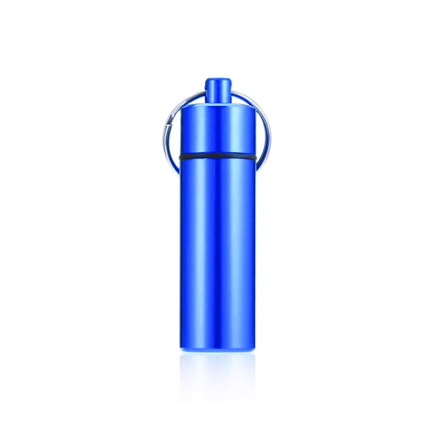 Aufbewahrungsbox Wasserdichte Aluminium Pillenbox Bottle Spender Dispenser Fashion steel bottle Removable Schlüsselanhänger in blau