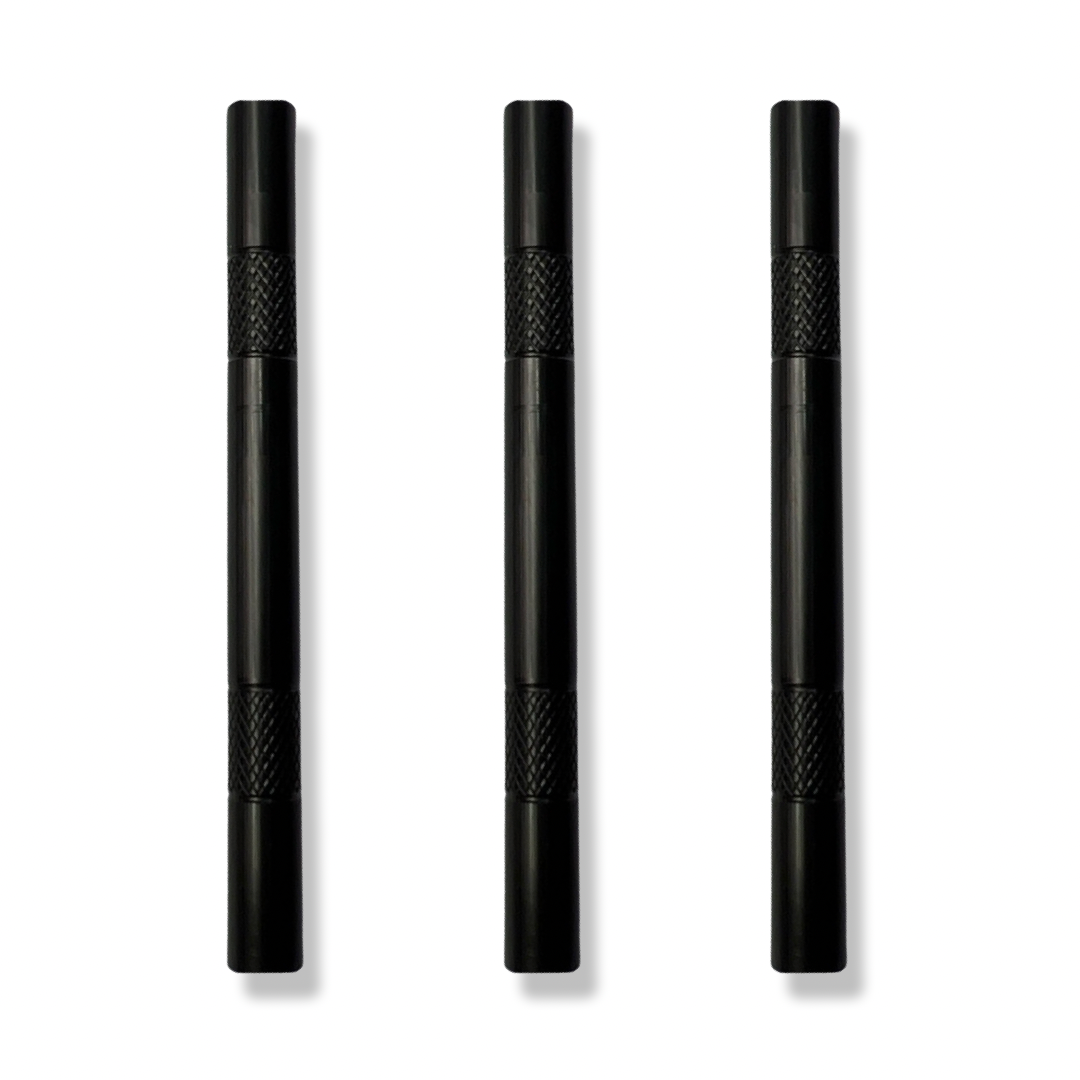 Set de tubes - 4 pièces - tube noir mat en aluminium - pour votre tabac à priser - tirage - tube - tabac à priser - renifler - pipe à fumée - nuff stable, léger et élégant - distributeur - longueur 80 mm - stable, léger, élégant