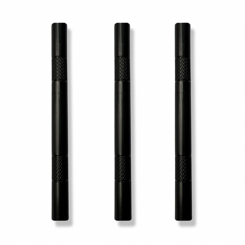 Set de tubes - 4 pièces - tube noir mat en aluminium - pour votre tabac à priser - tirage - tube - tabac à priser - renifler - pipe à fumée - nuff stable, léger et élégant - distributeur - longueur 80 mm - stable, léger, élégant