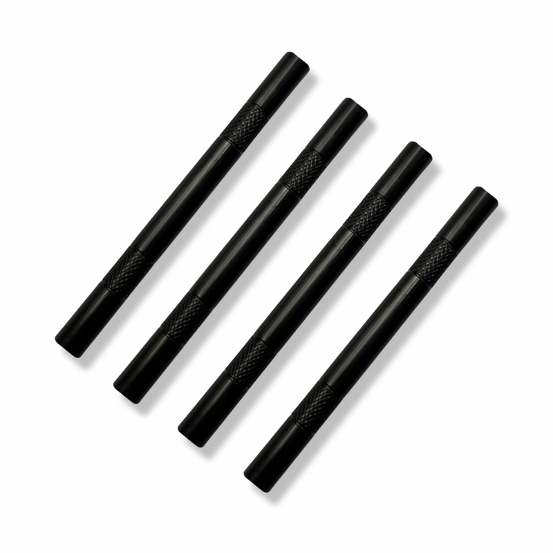 Tube set - 4 pieces - black matt tube made of aluminum - for your snuff - draw - tube - snuff - snorter - smoke pipe - stable, light, elegant nuff - dispenser - length 80mm - stable, light, elegant