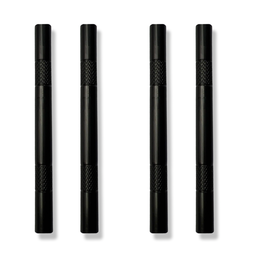 Set de tubes - 4 pièces - tube noir mat en aluminium - pour votre tabac à priser - tirage - tube - tabac à priser - renifler - pipe à fumée - nuff stable, léger et élégant - distributeur - longueur 80 mm - stable, léger, élégant