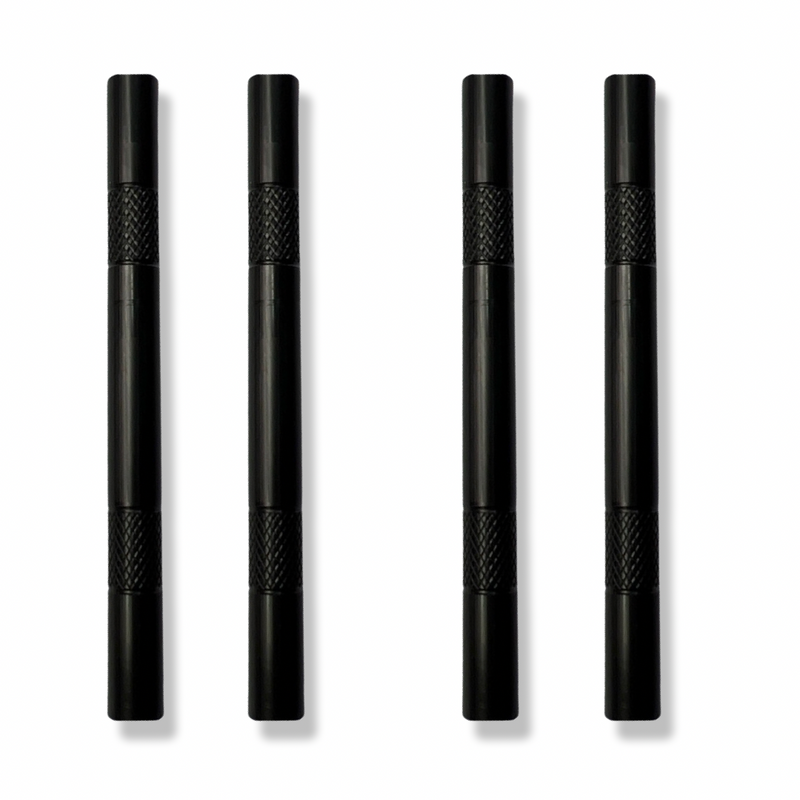 Set de tubes - 4 pièces - tube noir mat en aluminium - pour votre tabac à priser - tirage - tube - tabac à priser - renifler - pipe à fumée - nuff stable, léger et élégant - distributeur - longueur 80 mm - stable, léger, élégant