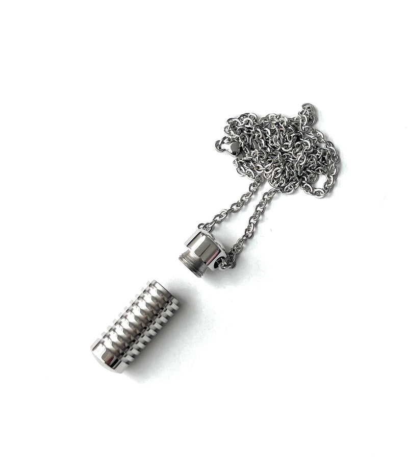 Necklace with fillable capsule, pendant in stainless steel (approx. 25cm) chain cylinder necklace pendant for screwing made of stainless steel