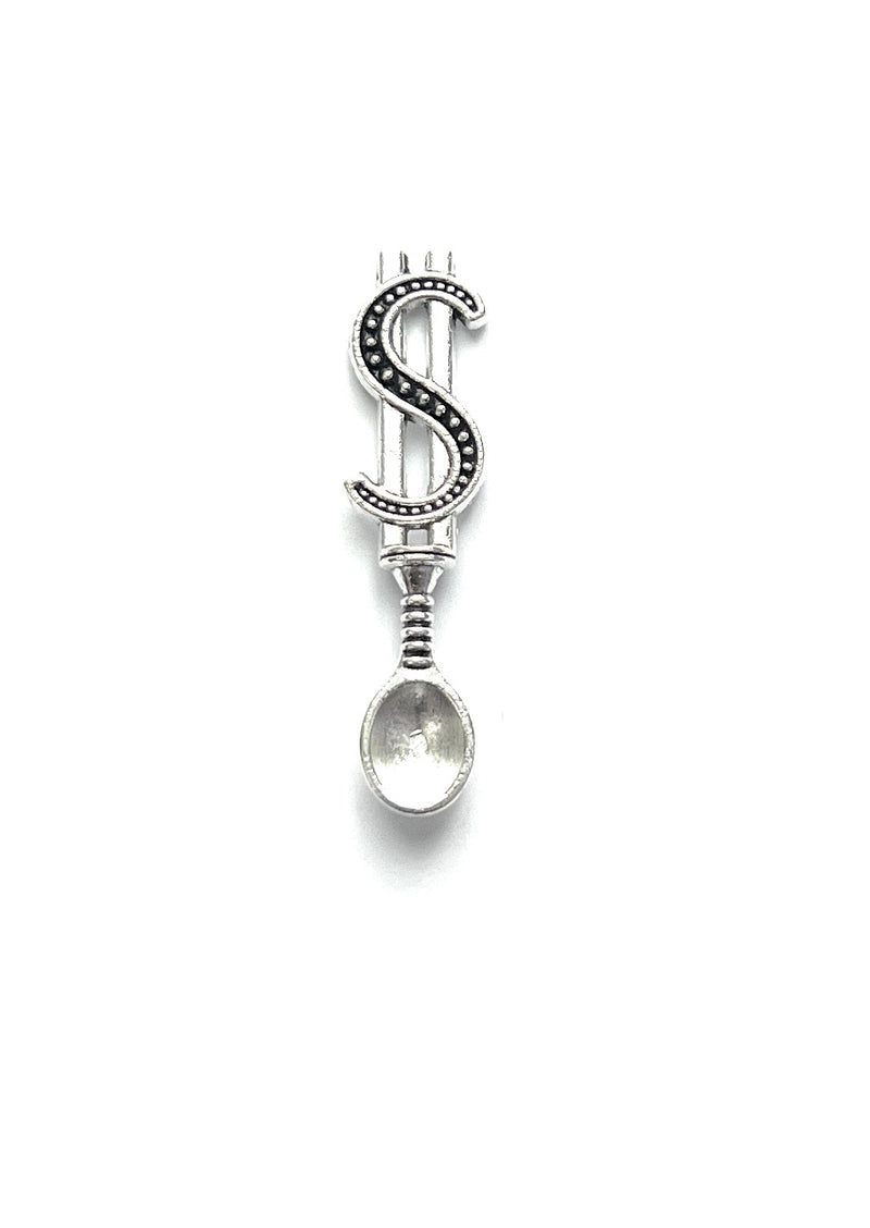 Mini Löffel mit Dollar Verzierung (ca.38mm) Charm Schnupftabak Spoon Silber