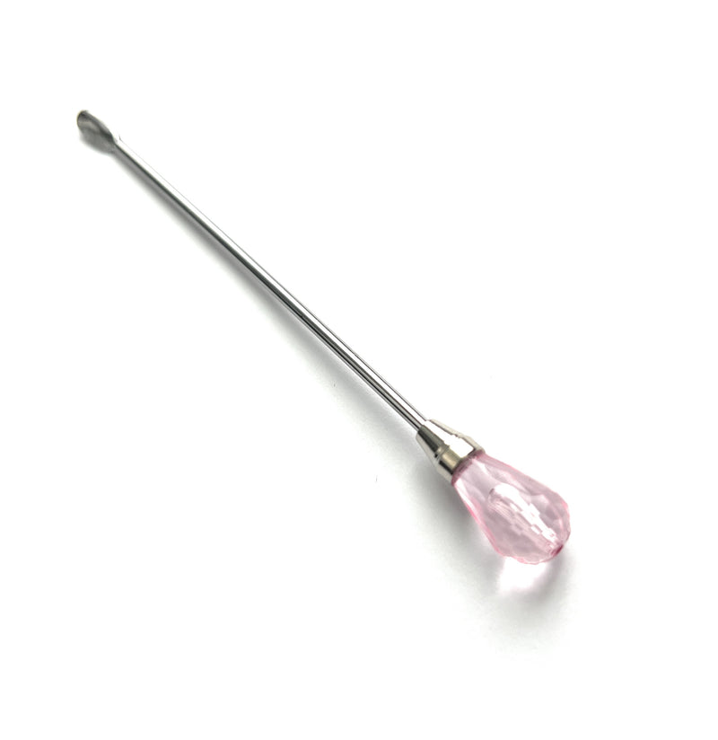 Spoon with pink crystal/diamond charm (approx. 10.5cm) spoon snuff spoon silver/pink