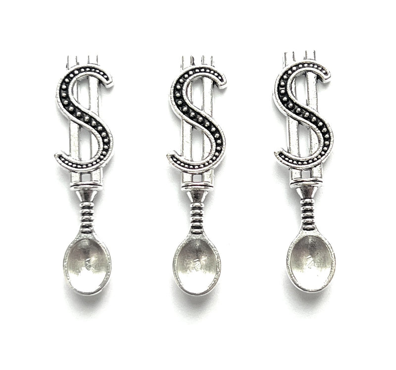 Mini Löffel mit Dollar Verzierung (ca.38mm) Charm Schnupftabak Spoon Silber