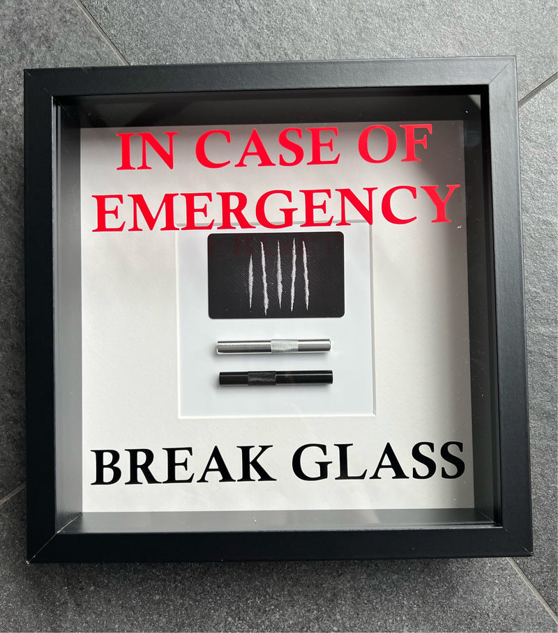 Mural/picture “In Emergency Break Glass - Lines” in black wall decoration fun gift