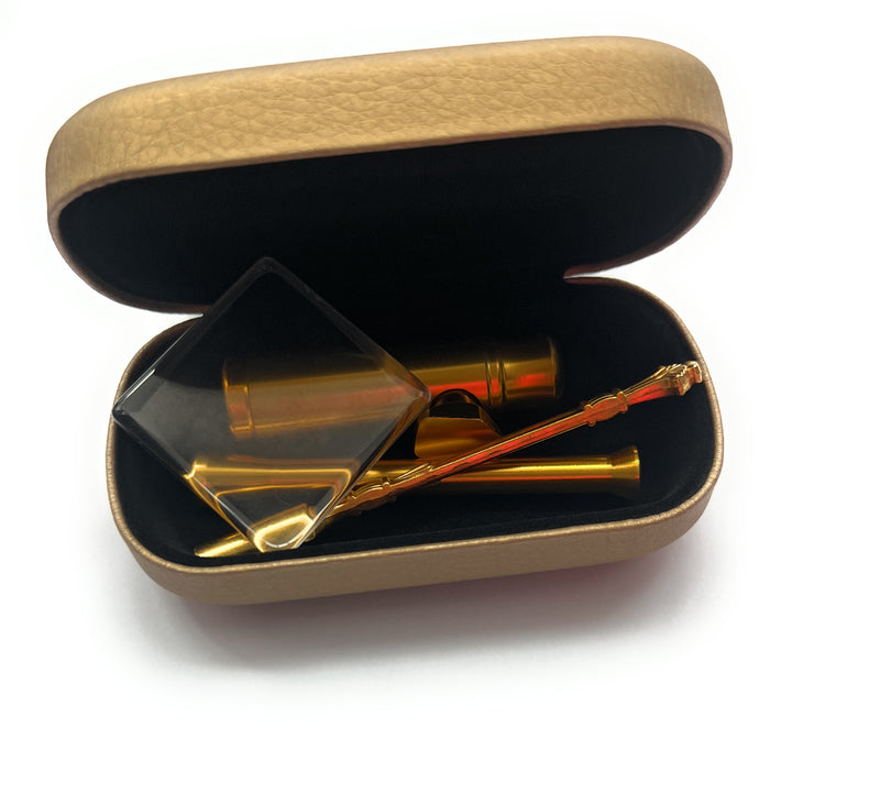 Gold Case (Röhrchen, Mini-Glasplatte, Dosierer, Löffel) in Hard Case