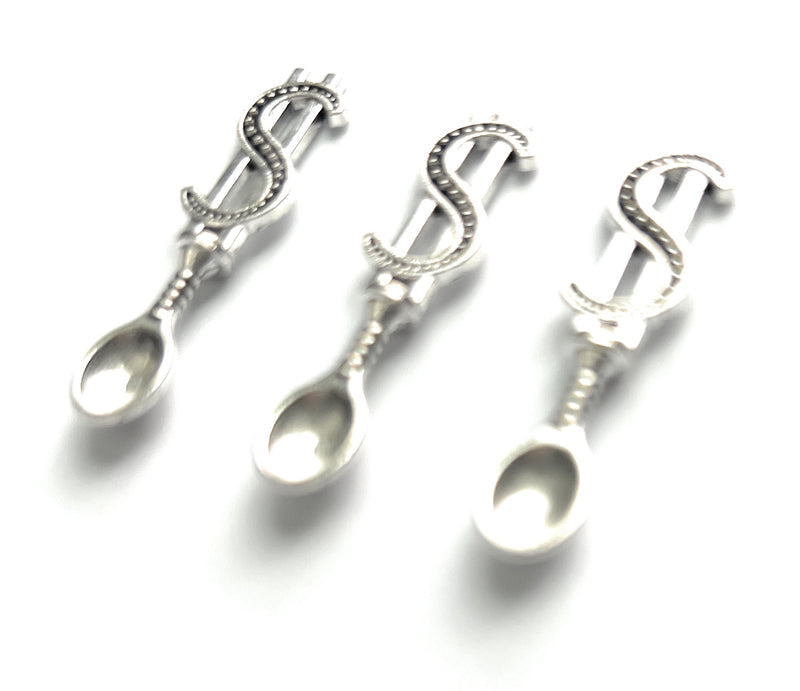 Mini Löffel mit Dollar Verzierung (ca.38mm) Charm Schnupftabak Spoon Silber